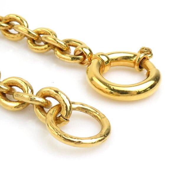 Auth CHANEL Vintage CC Logo Necklace Gold Metal - Picture 7 of 11